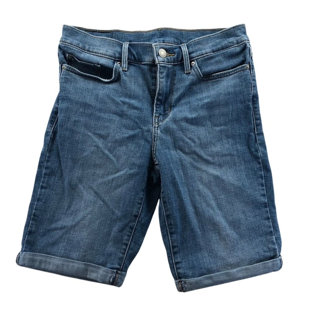 Levi's Womens Bermuda Shorts Size 28 Cuffed Blue Denim Stretch Classic Casual